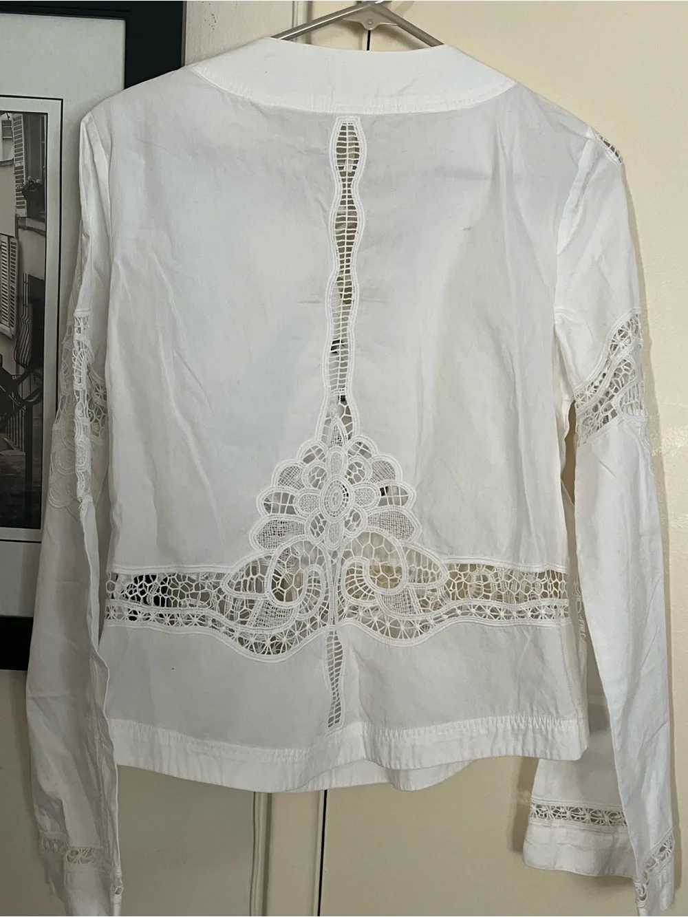 Free People White Lace-Up Crochet Peasant Blouse